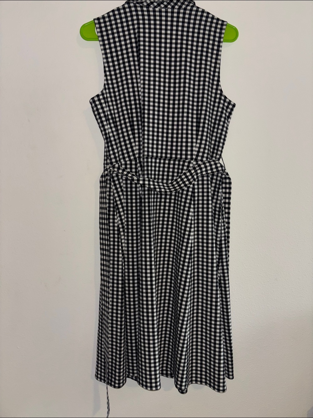 Donna Karan Black and White Gingham Midi Shirt Dress - Picture 5 of 5
